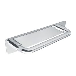 Second Nature - Linton Cupboard Handle on Backplate - Polished Chrome - Centres 128mm